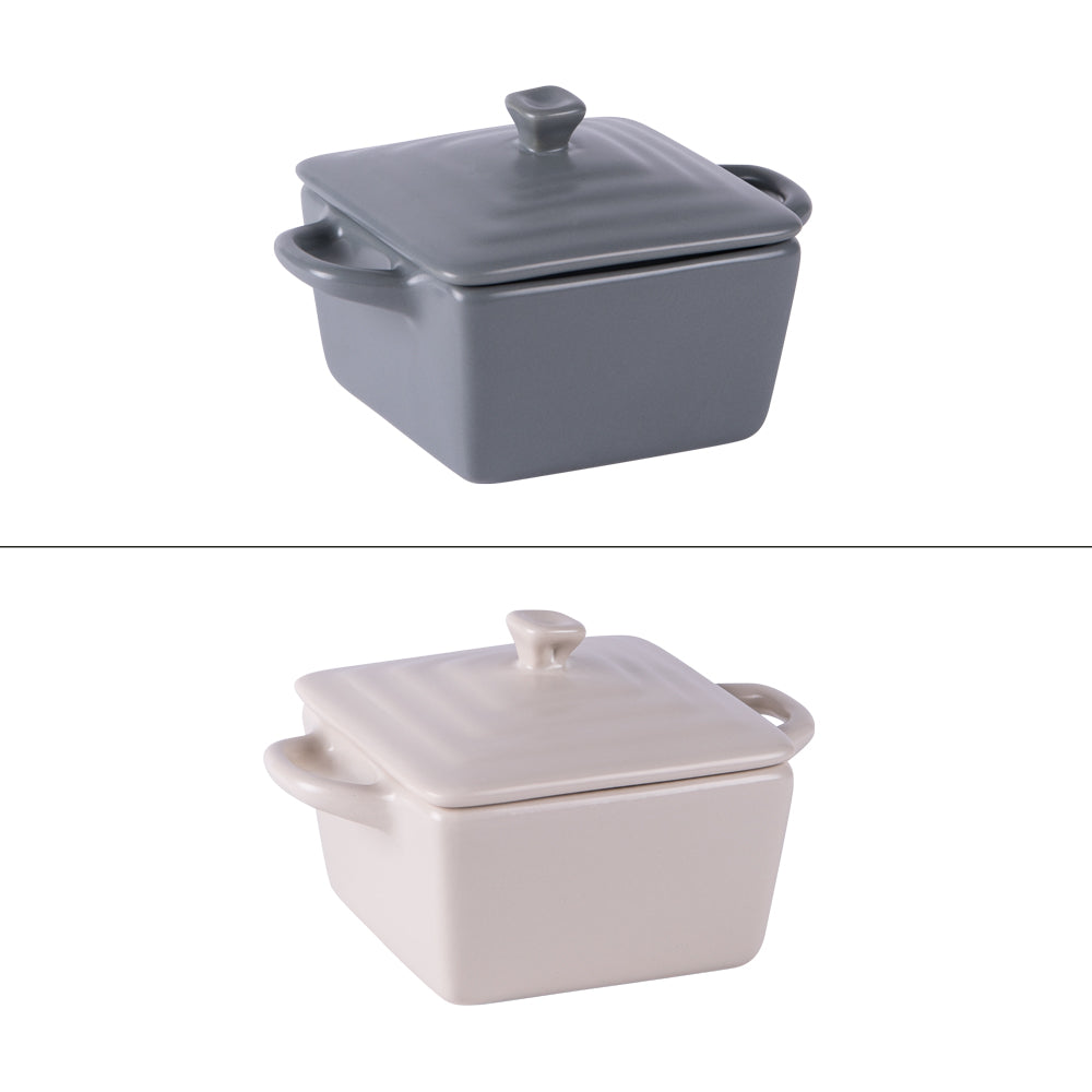 Mini cocotte carré 13 cm en grès (lot de 2) Table passion - Mathon