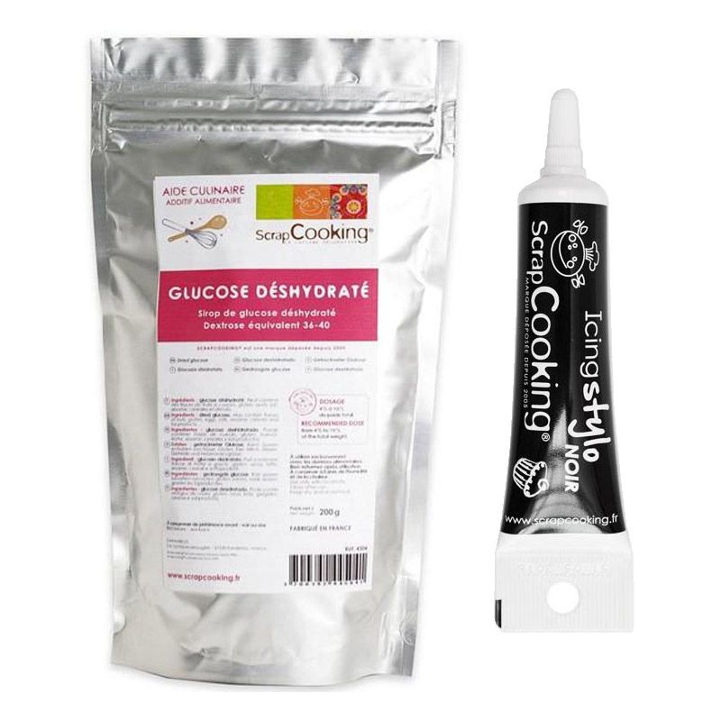 Glucose déshydraté 200 g + Stylo de glaçage noir Scrapcooking - Mathon