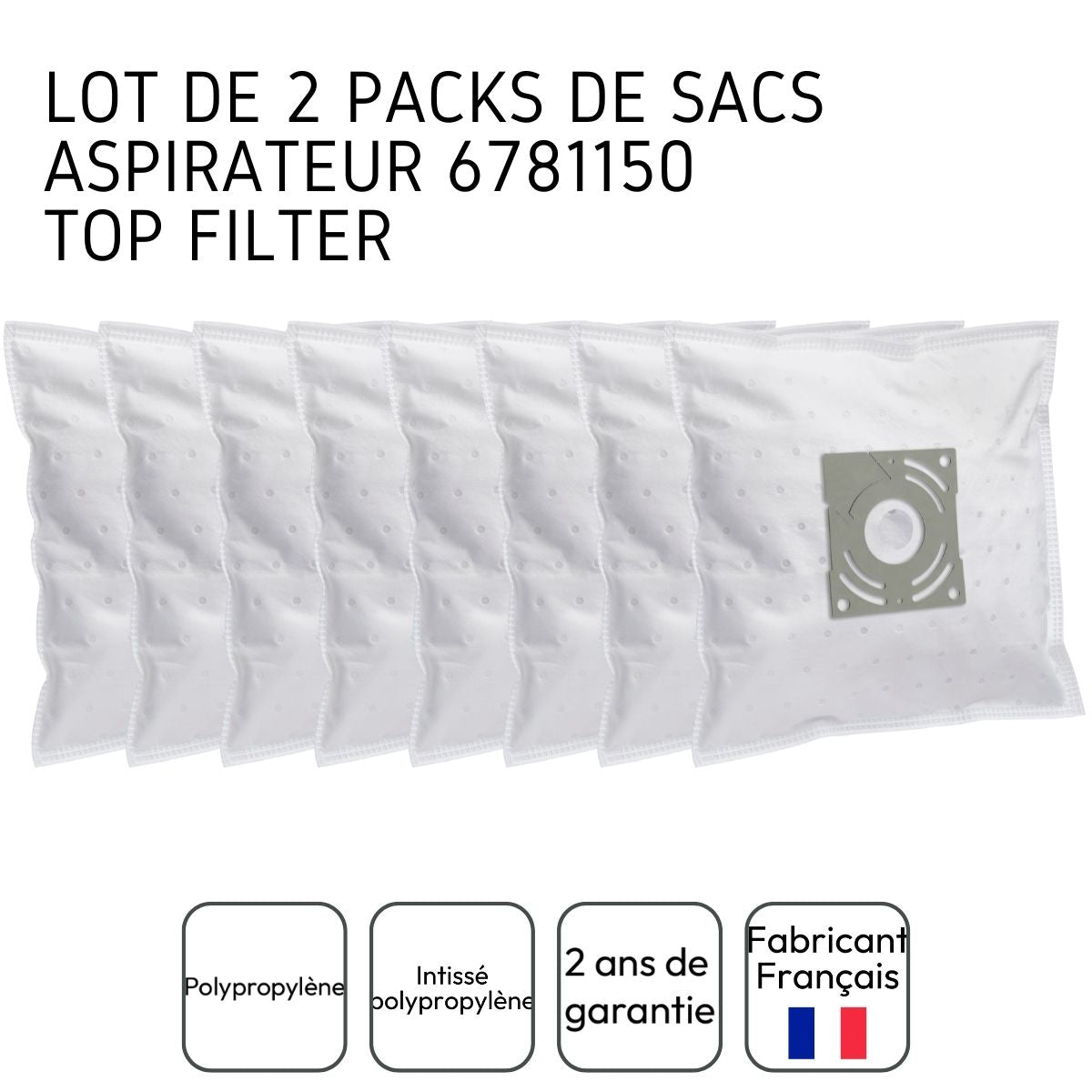 Lot de 2 packs de 8 sacs aspirateur 6781150 Dirt Devil et Samsung TopFilter - Mathon - 3