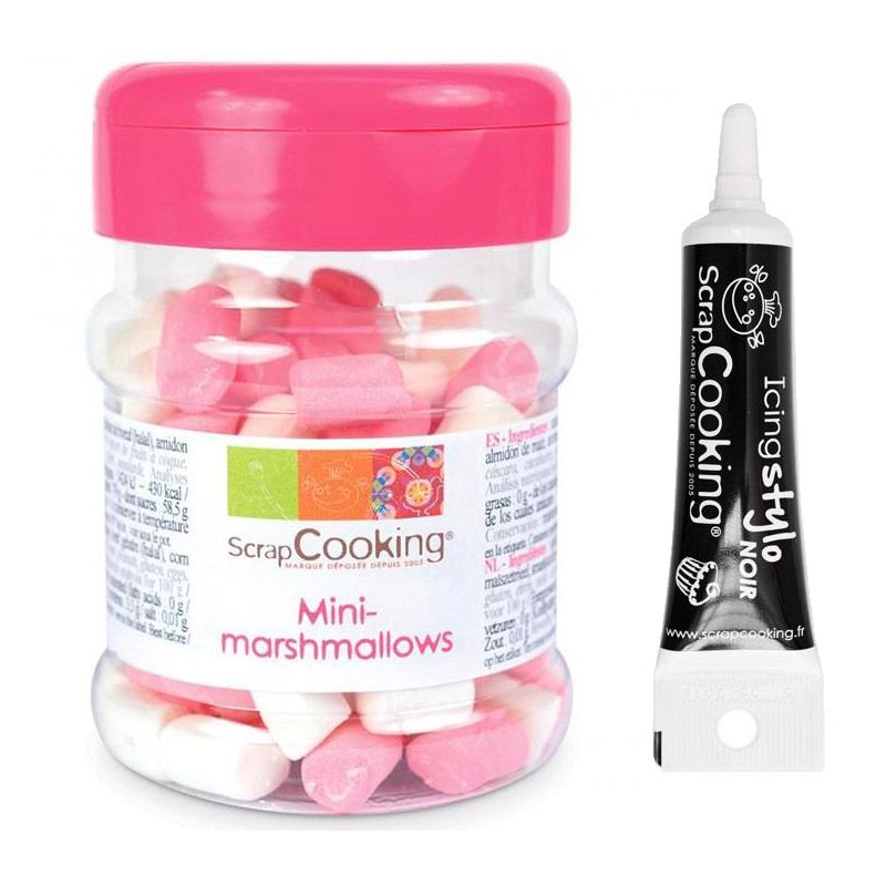 Mini-marshmallows 40 g + Stylo de glaçage noir Scrapcooking - Mathon