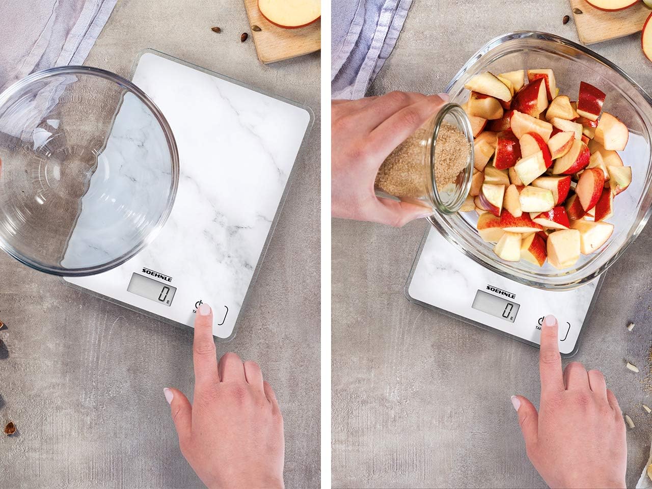 Balance de Cuisine numérique avec fonction tare blanc gris Soehnle - Mathon