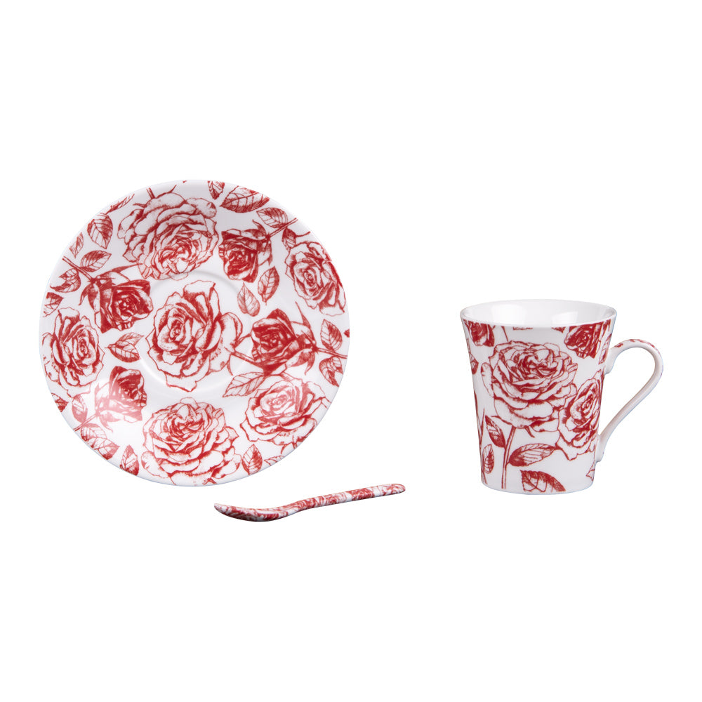 Coffret 4 tasses et sous tasses avec cuillères 16 cl Louise Table passion - Mathon - 2