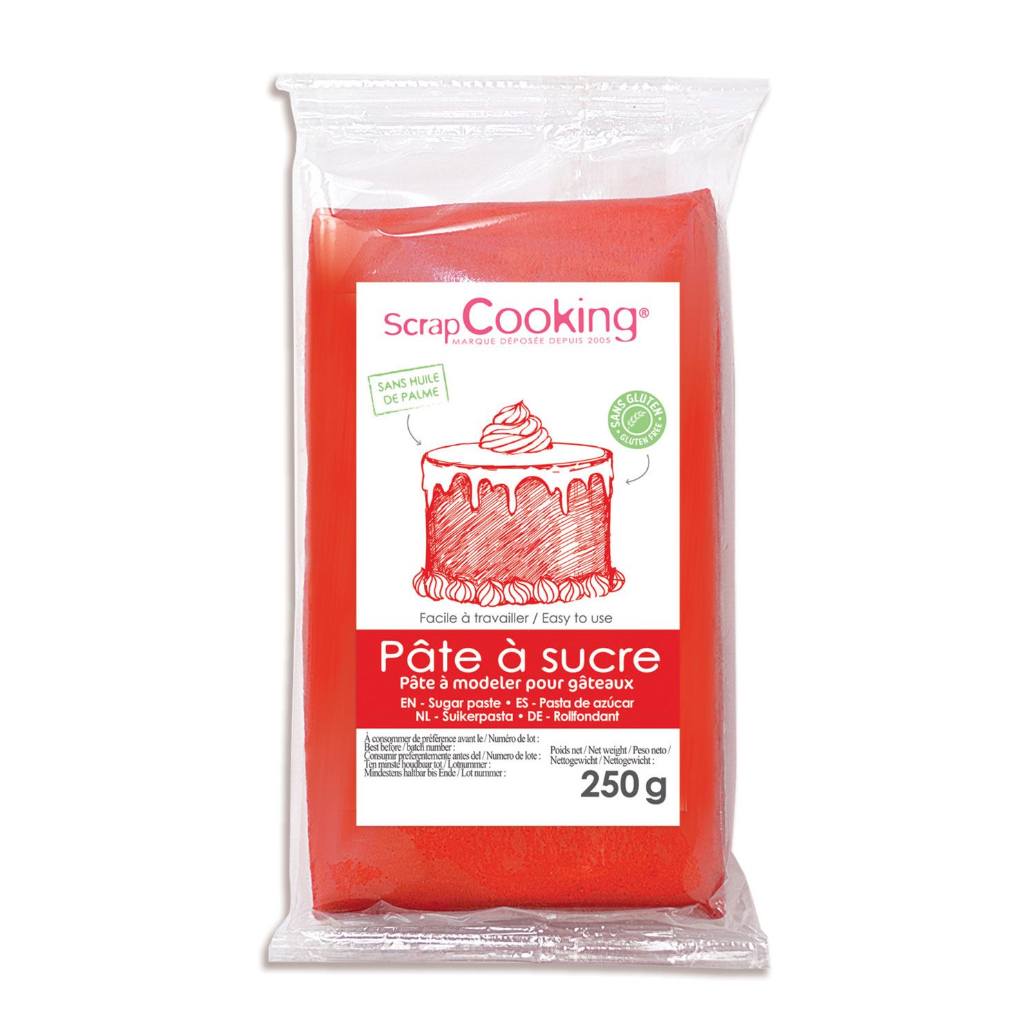 Pâte à sucre rouge - 250 g Scrapcooking - Mathon
