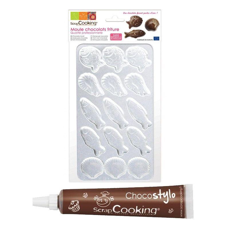 Moule rigide pour fritures en chocolat + 1 Stylo chocolat Scrapcooking - Mathon