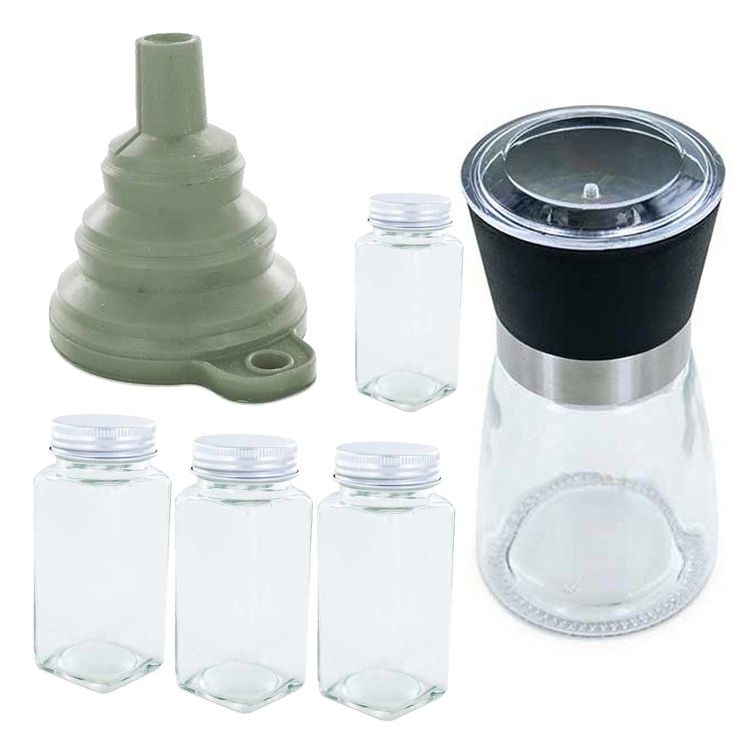 Coffret épices avec moulin, entonnoir & 4 flacons Aromandise - Mathon