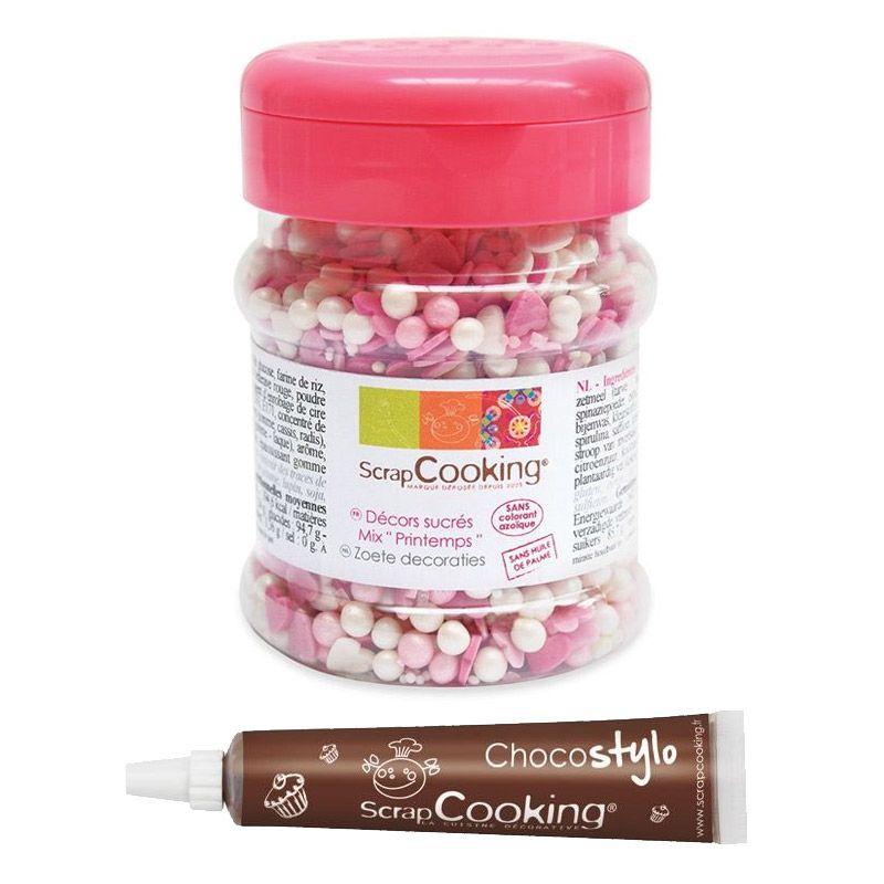 Décors sucrés Printemps + 1 Stylo chocolat Scrapcooking - Mathon