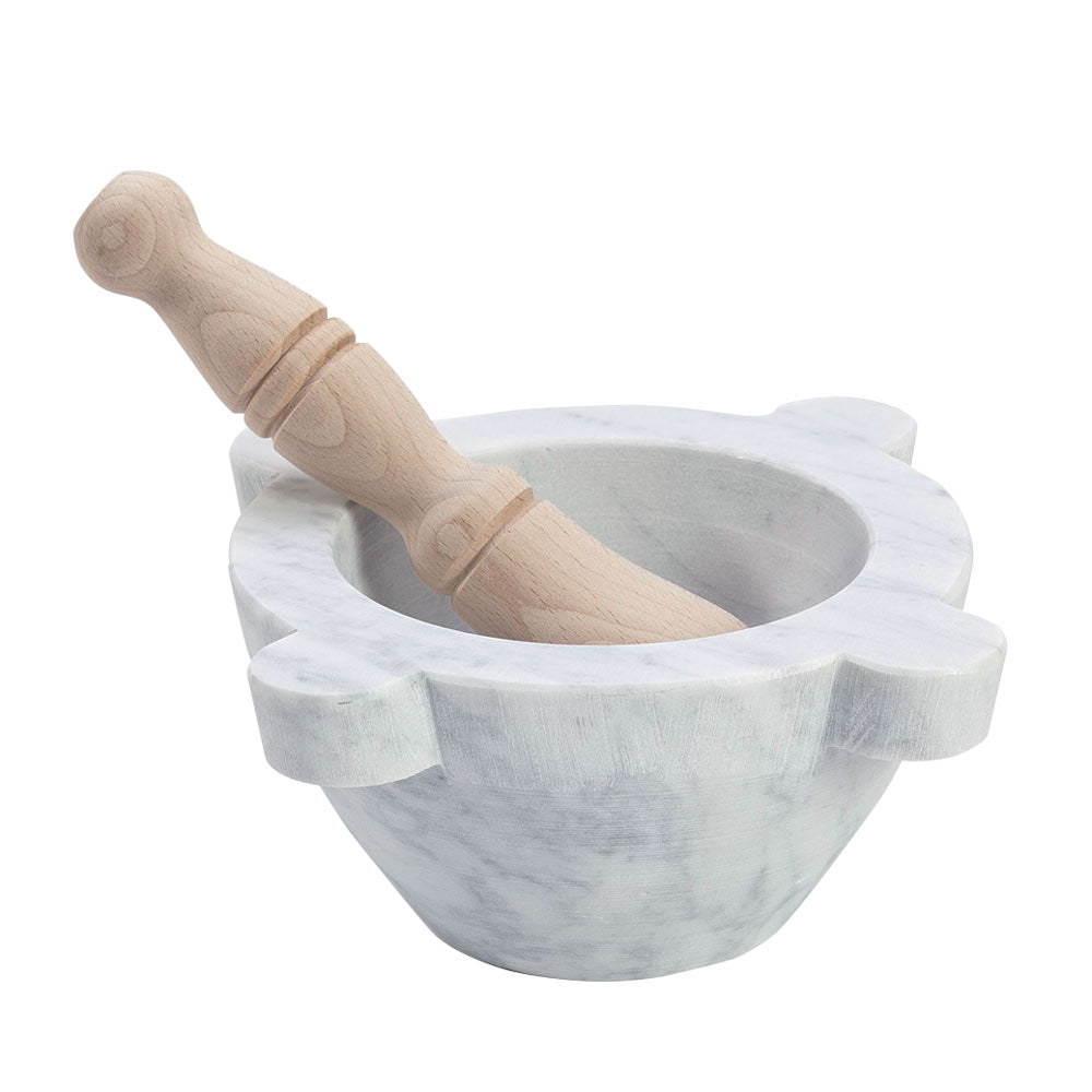 Mortier en marbre 16 cm avec pilon en bois Trend