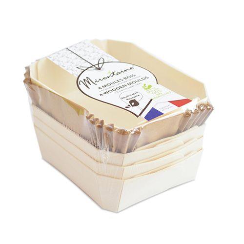 4 moules individuels en bois rectangle + 8 caissettes sulfurisées de cuisson Scrapcooking - Mathon