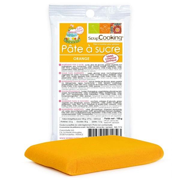 Pâte à sucre orange 100 g Scrapcooking - Mathon