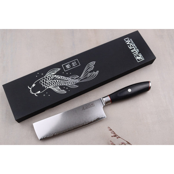 Couteau modèle nakiri Wusaki Fujiko Black 17cm manche en pakka Wusaki - Mathon - 2