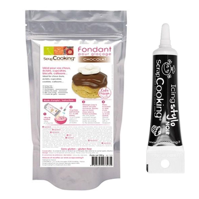 Préparation glaçage chocolat + Stylo de glaçage noir Scrapcooking - Mathon