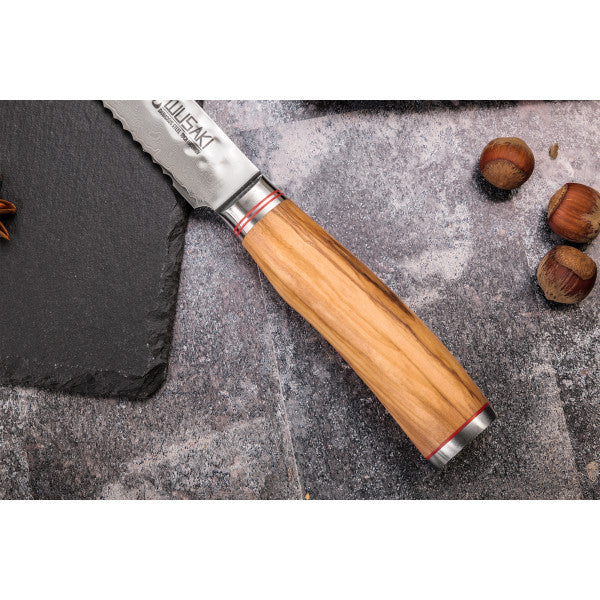 Couteau pour pains damas 10Cr Wusaki 20cm avec dents Wusaki - Mathon - 5