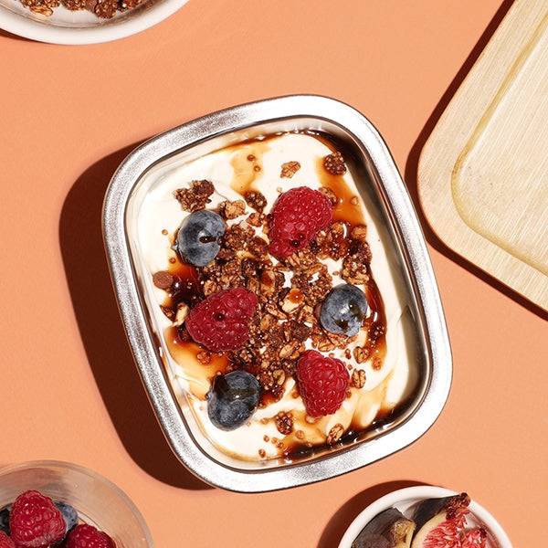 Boite en inox avec couvercle en bambou 450 ml compatible micro-ondes Yoko Design - Mathon - 3