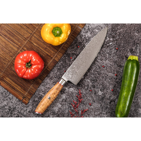 Couteau modèle chef Wusaki Fujiko 20cm manche en olivier Wusaki - Mathon - 4