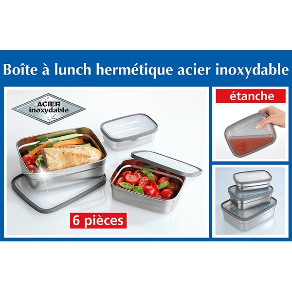 Set de 3 lunch box en inox et couvercles en plastique Wenko by Maximex - Mathon - 4