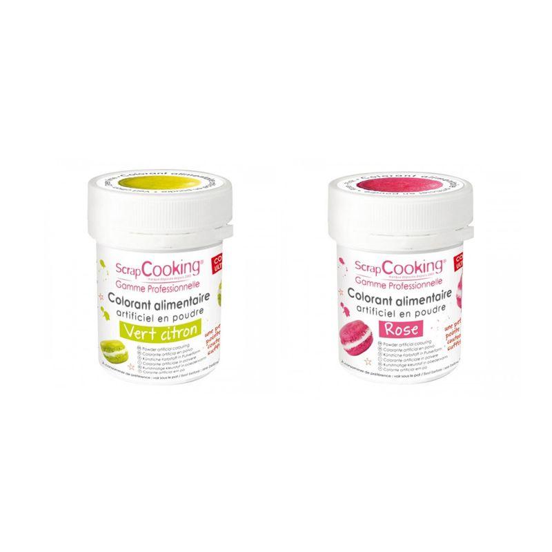 2 colorants alimentaires en poudre - rose-vert citron Scrapcooking - Mathon