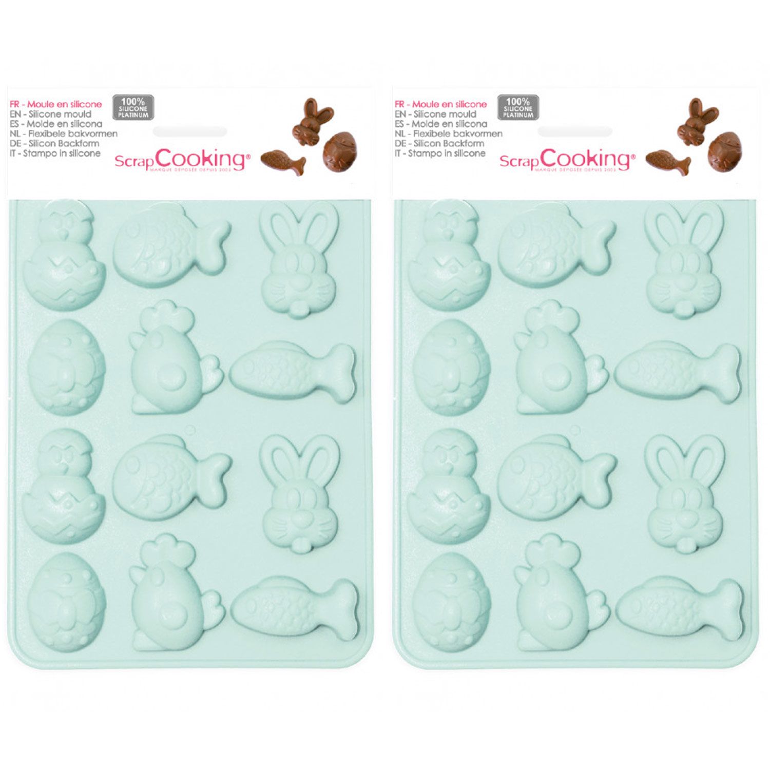 2 moules chocolats de Pâques en silicone Scrapcooking - Mathon