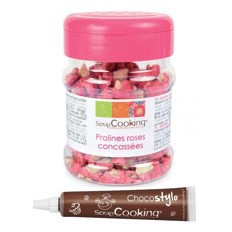 Pralines rose concassées 145 g + 1 Stylo chocolat Scrapcooking - Mathon