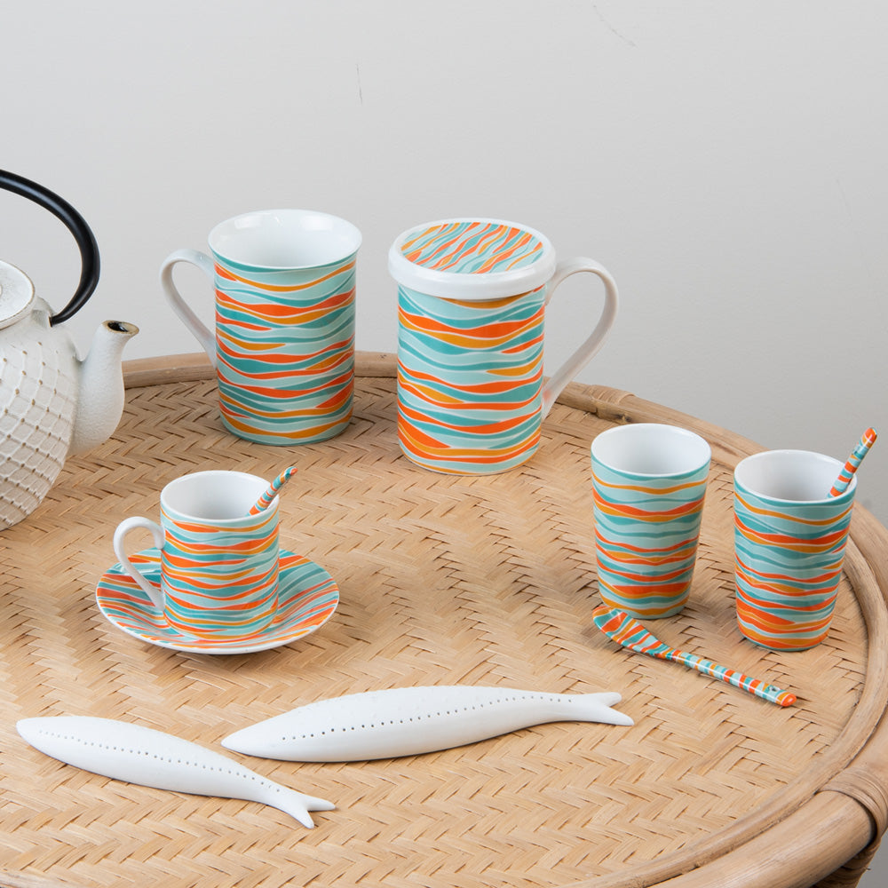 Coffret de 4 tasses de 10 cl / sous tasses Alizée + cuillère assorties Table passion - Mathon - 3