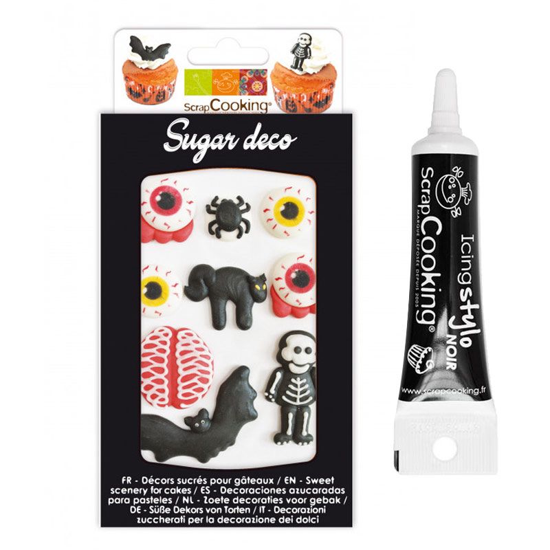 Décors sucrés Horreur + Stylo de glaçage noir Scrapcooking - Mathon