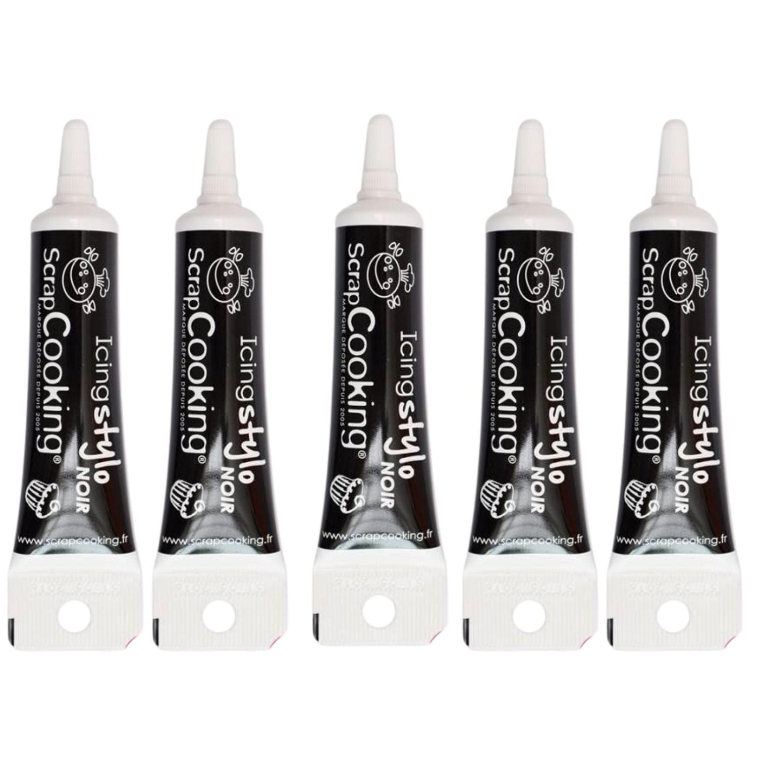 5 stylos de glaçage noir Scrapcooking - Mathon