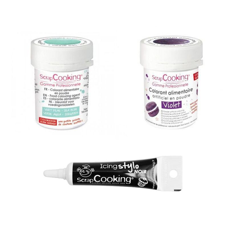 2 colorants alimentaires violet-vert d