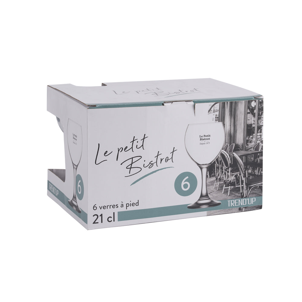 Boîte de 6 verres à pied Bistrot 21 cl Trend