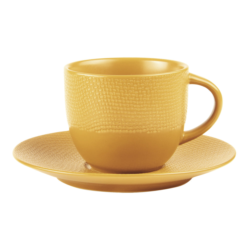 Tasse à thé et sous-tasse Vésuvio safran 22 cl (lot de 6) Table passion - Mathon - 1