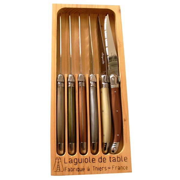 6 couteaux Mineral Mix et coffret bois Laguiole Jean Dubost - Mathon