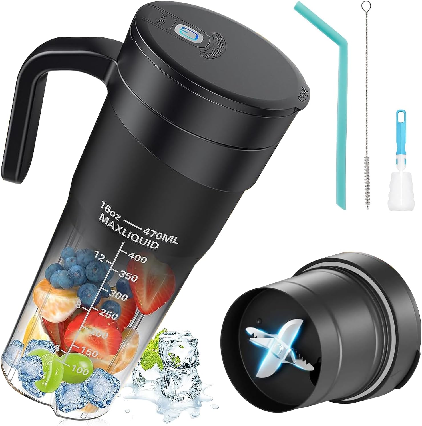 Blender électrique portable Smoothie 0,47L 150W avec USB rechargeable noir Vendos85 - Mathon