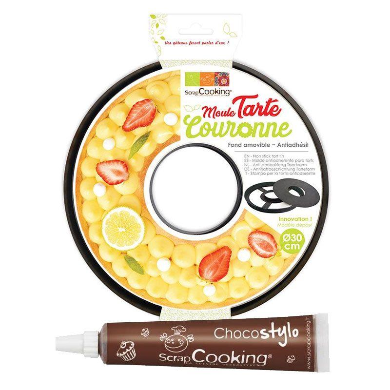 Moule à tarte couronne Ø 30 cm + 1 Stylo chocolat Scrapcooking - Mathon
