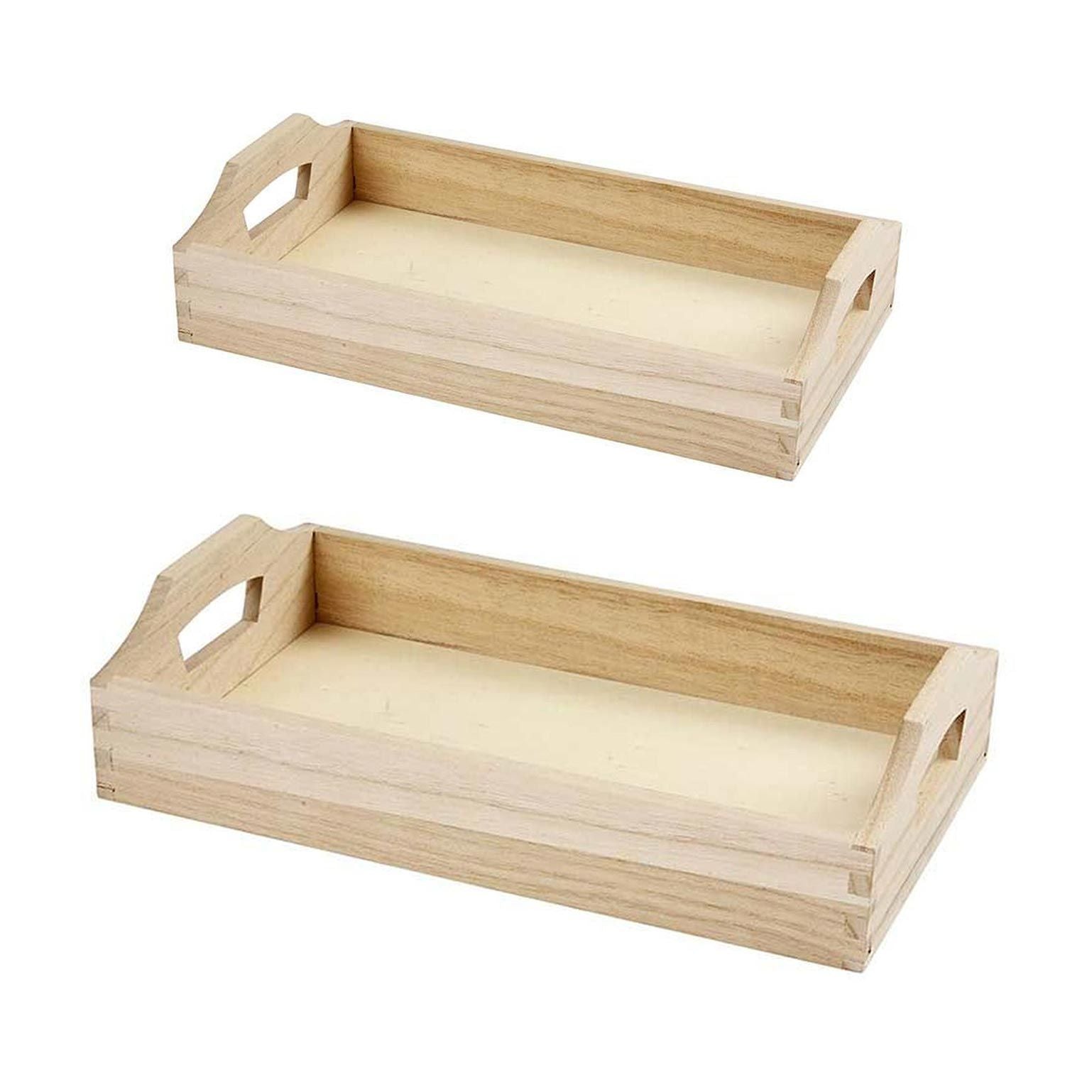 2 plateaux en bois à décorer 30 x 17 x 5 cm Creavea - Mathon