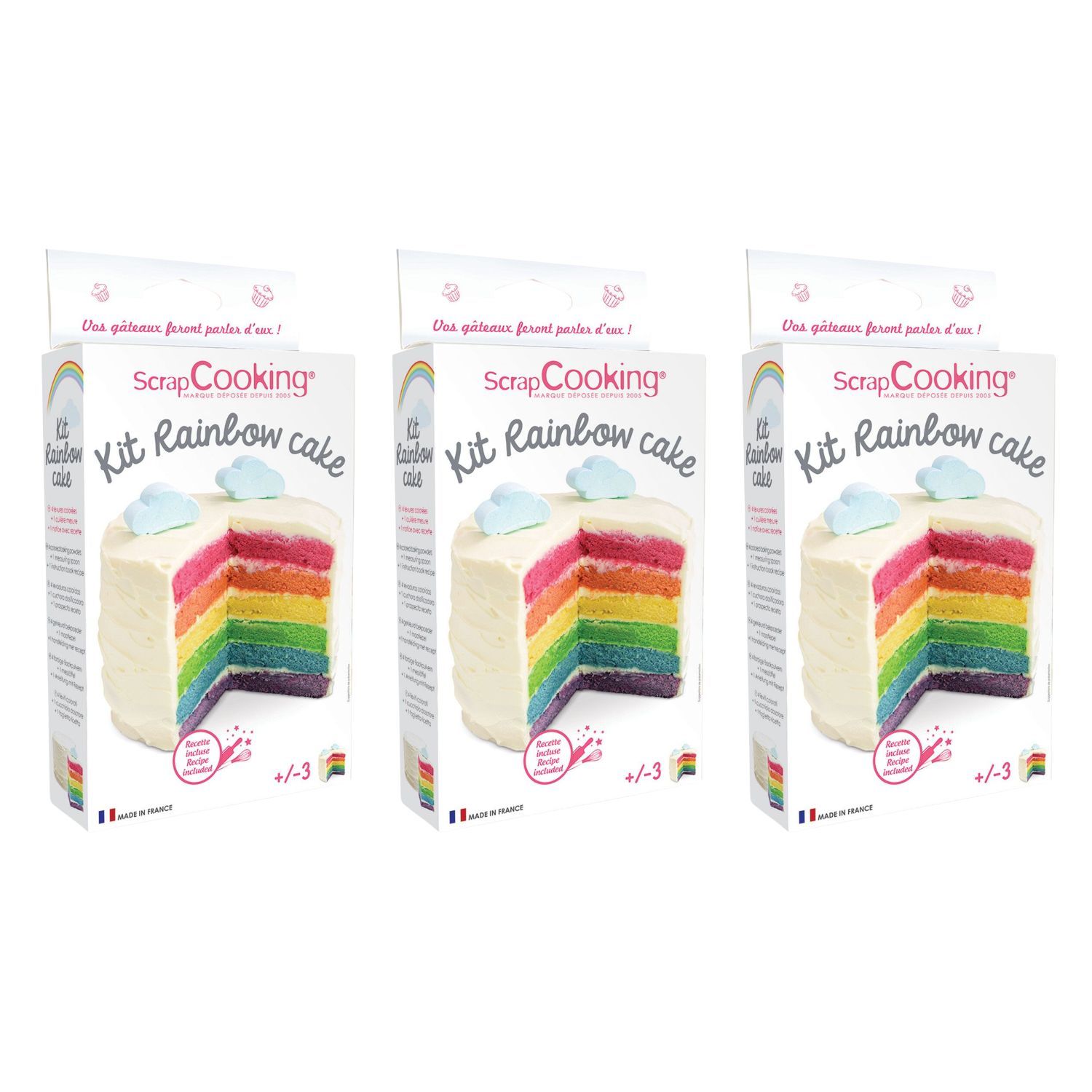 3 kits Rainbow Cake Scrapcooking - Mathon