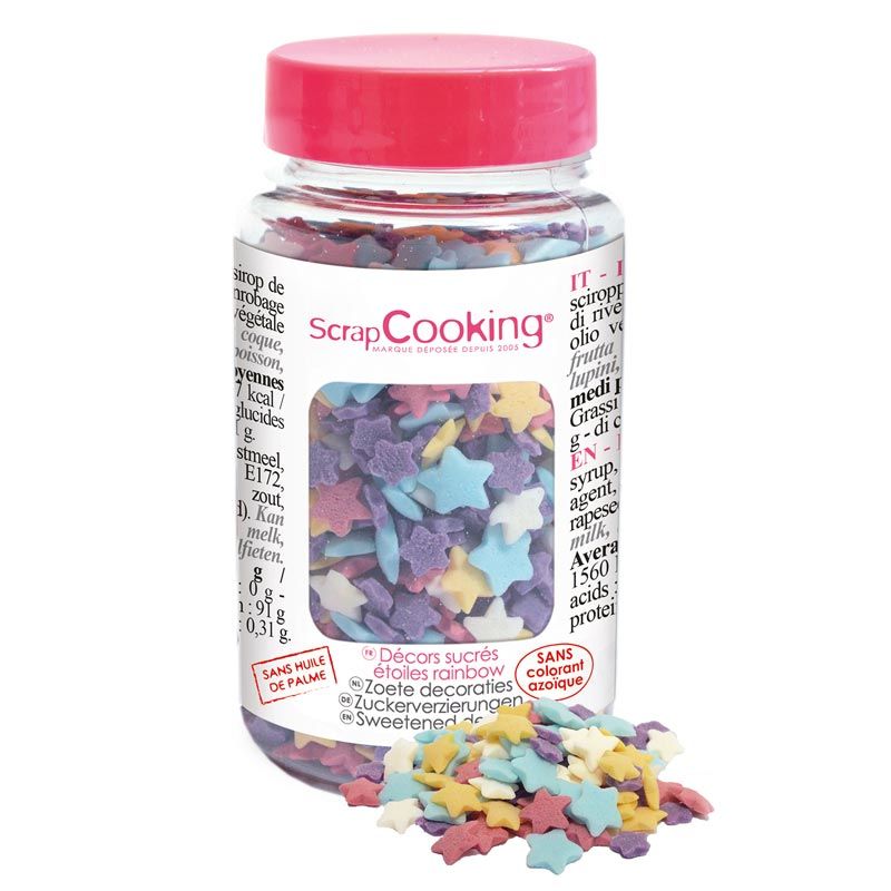 Décors sucrés étoiles arc-en-ciel 55 g Scrapcooking - Mathon