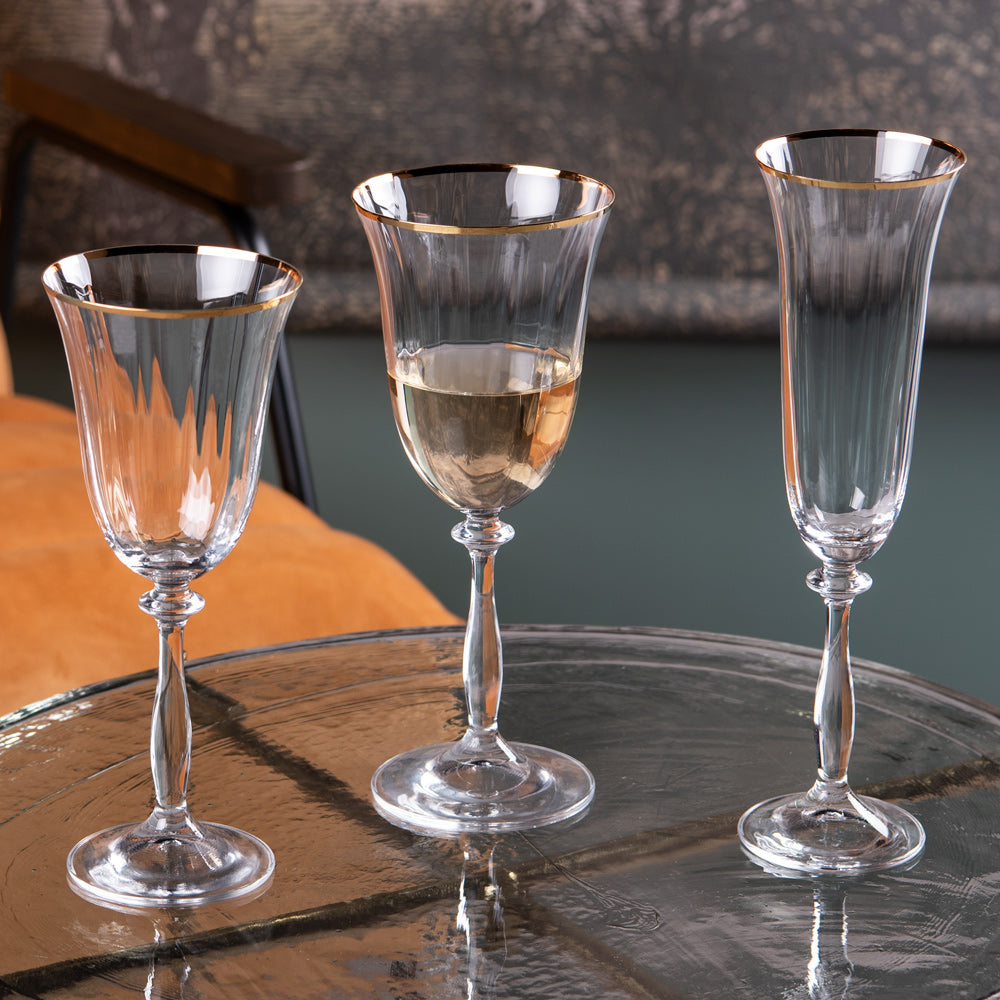 Boîte de 6 verres à pied Angela filet or 25 cl Table passion - Mathon - 3