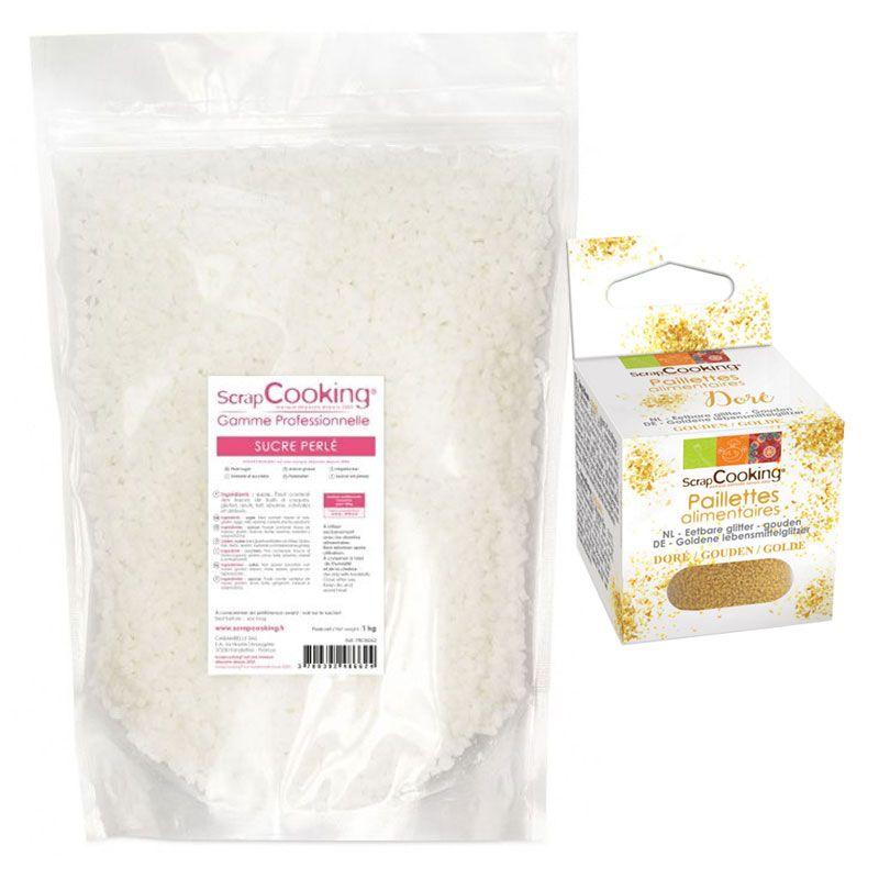 Sucre perlé 1 kg + paillettes dorées Scrapcooking - Mathon