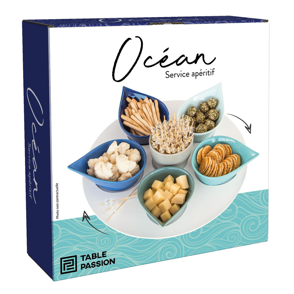 Service apéritif 7 pièces Océan 34 cm Table passion - Mathon - 2