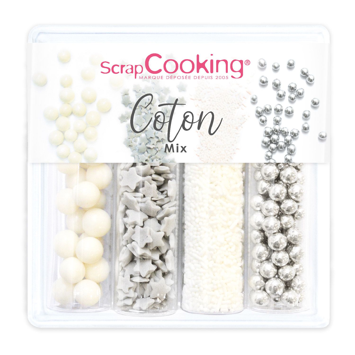 Mix de décors sucrés - gris, argent et blanc Scrapcooking - Mathon