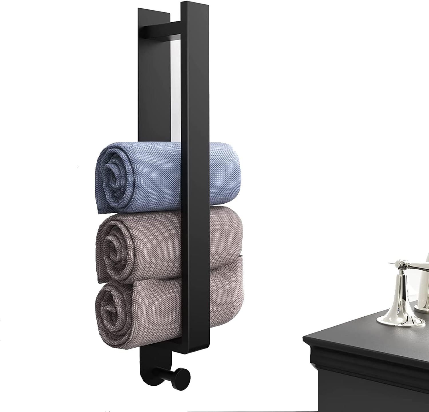 Porte-Serviettes Autocollant en Acier Inoxydable de 40 cm noir Vendos85 - Mathon