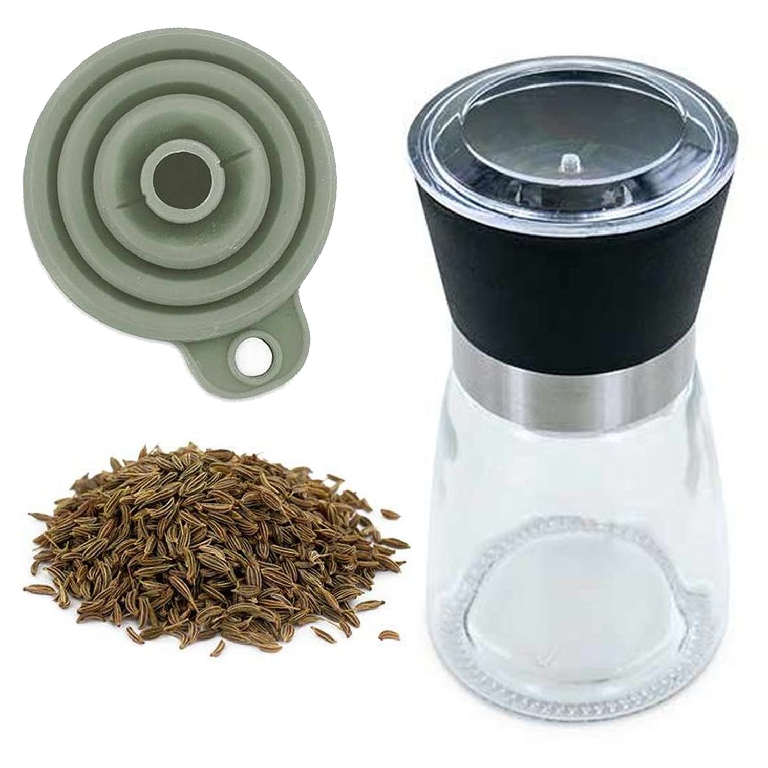 Moulin à épices, entonnoir et cumin entier bio Aromandise - Mathon