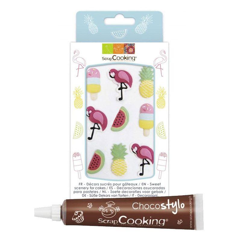 Décors sucrés Summer + Stylo chocolat Scrapcooking - Mathon