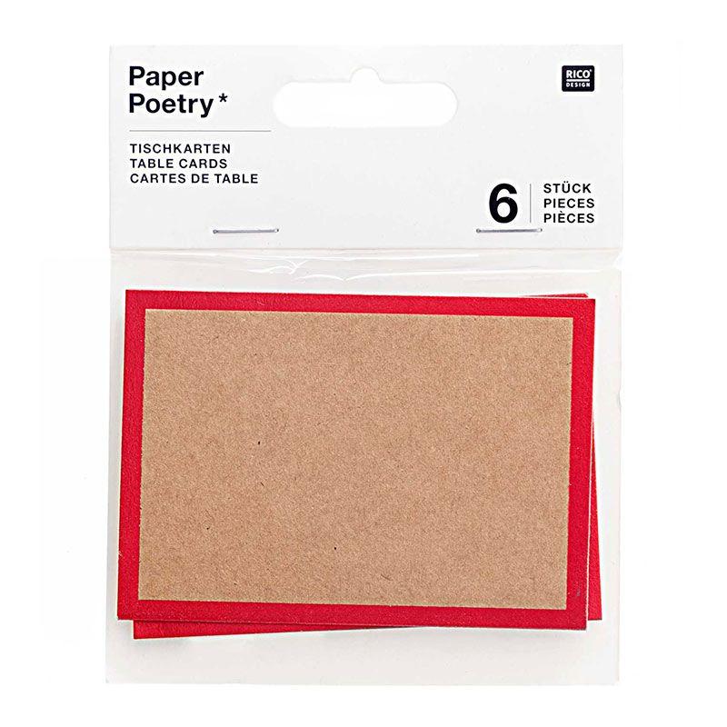 6 marque-places kraft rouge Rico Design - Mathon
