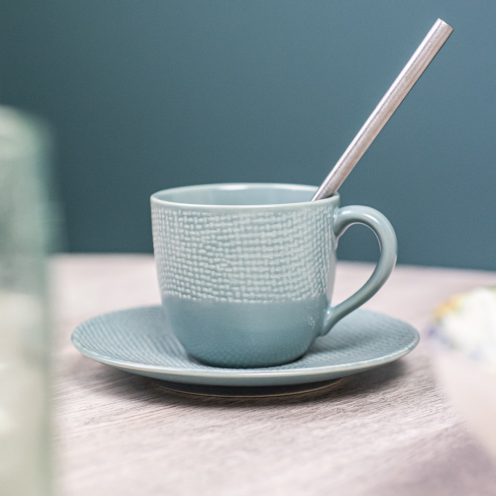 Tasse à thé et sous-tasse à Vésuvio bleu 22 cl (lot de 6) Table passion - Mathon - 2