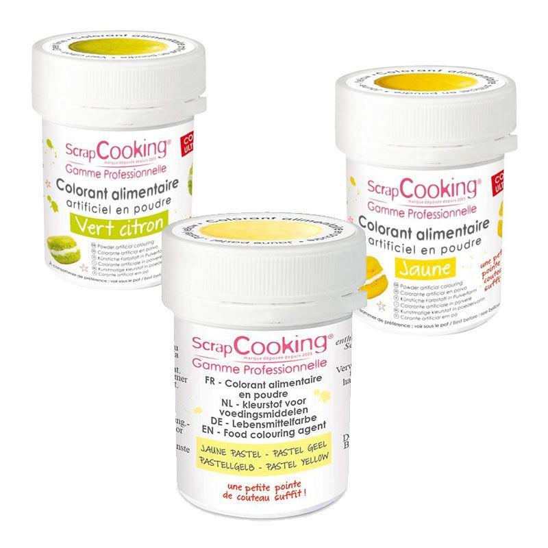 3 colorants alimentaires en poudre - Teintes jaunes Scrapcooking - Mathon