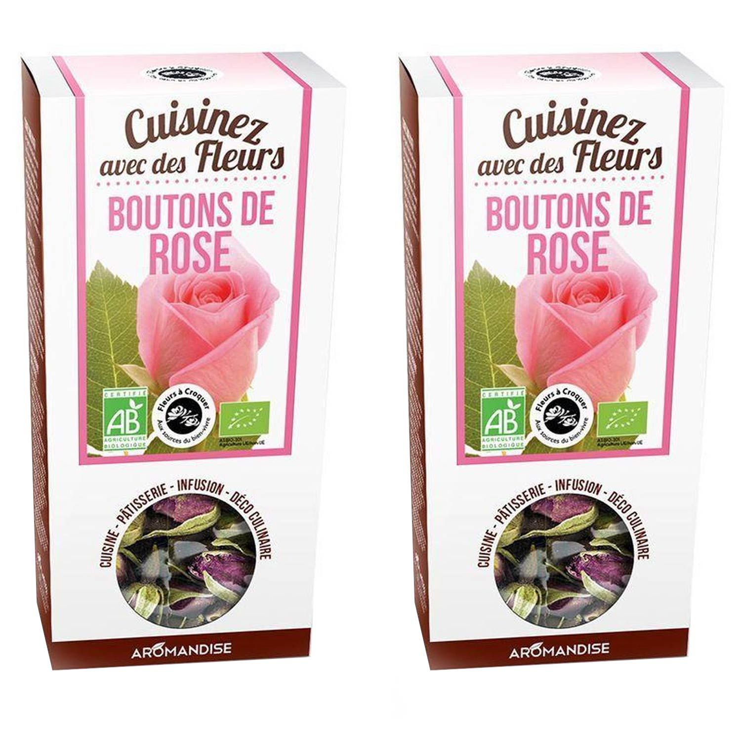 Fleurs comestibles bio - Boutons de Rose 60 g Aromandise - Mathon
