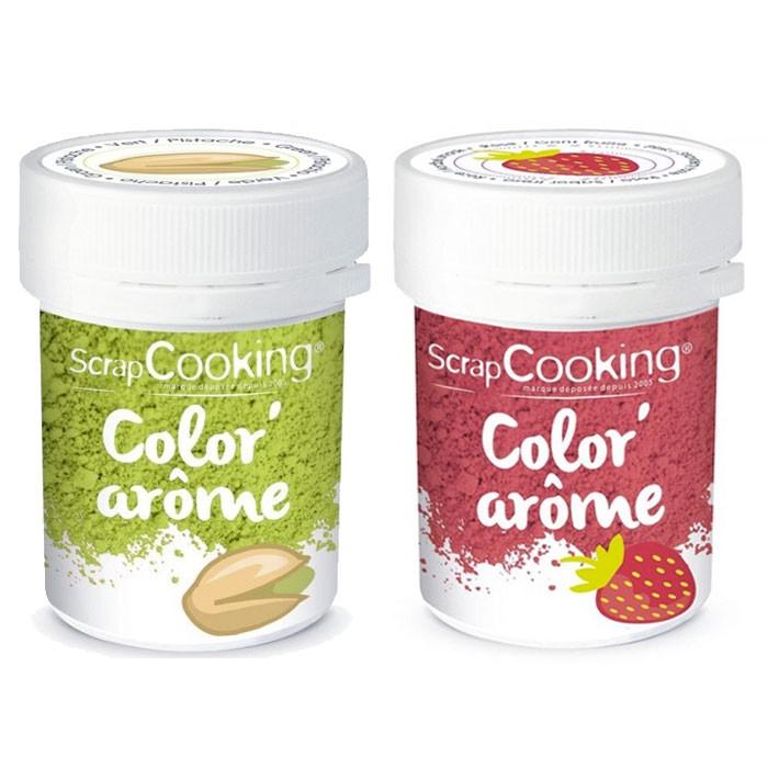 2 colorants alimentaires - arômes fraise et pistache Scrapcooking - Mathon