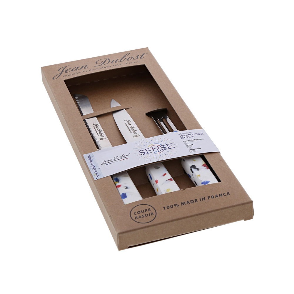 Set 3 couteaux de cuisine inox Sense® manche en plastique recyclé Jean Dubost - Mathon - 2