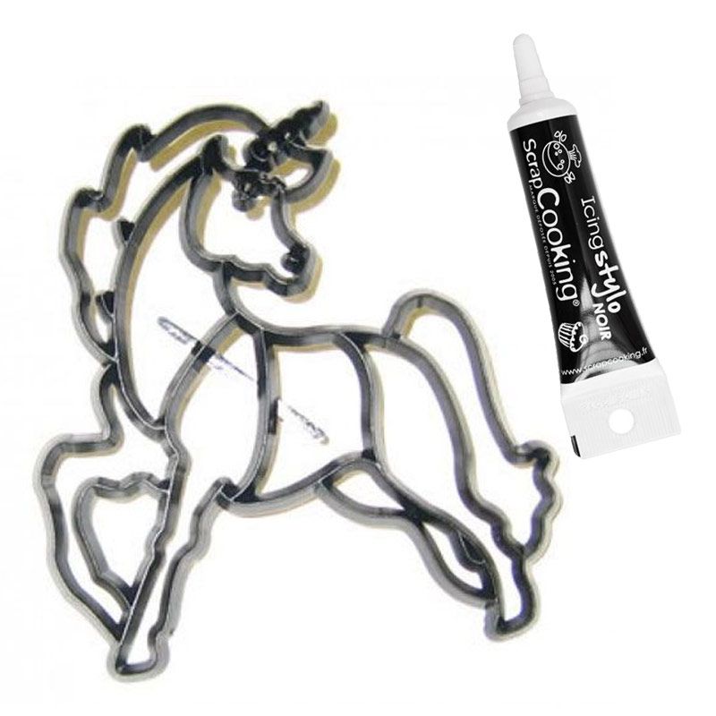 Emporte-pièce Licorne à assembler + Stylo de glaçage noir Youdoit - Mathon