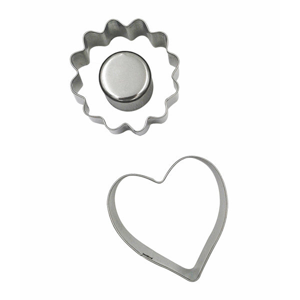 Set 2 emporte-pièces pour biscuits fourrés coeur et fleur Patisse - Mathon