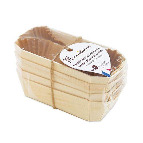 4 mini - caissettes à cake en bois + 8 caissettes sulfurisées de cuisson Scrapcooking - Mathon